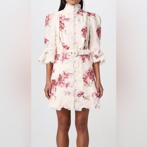 Zimmermann High Tide Applique mini dress in a cream poppy floral